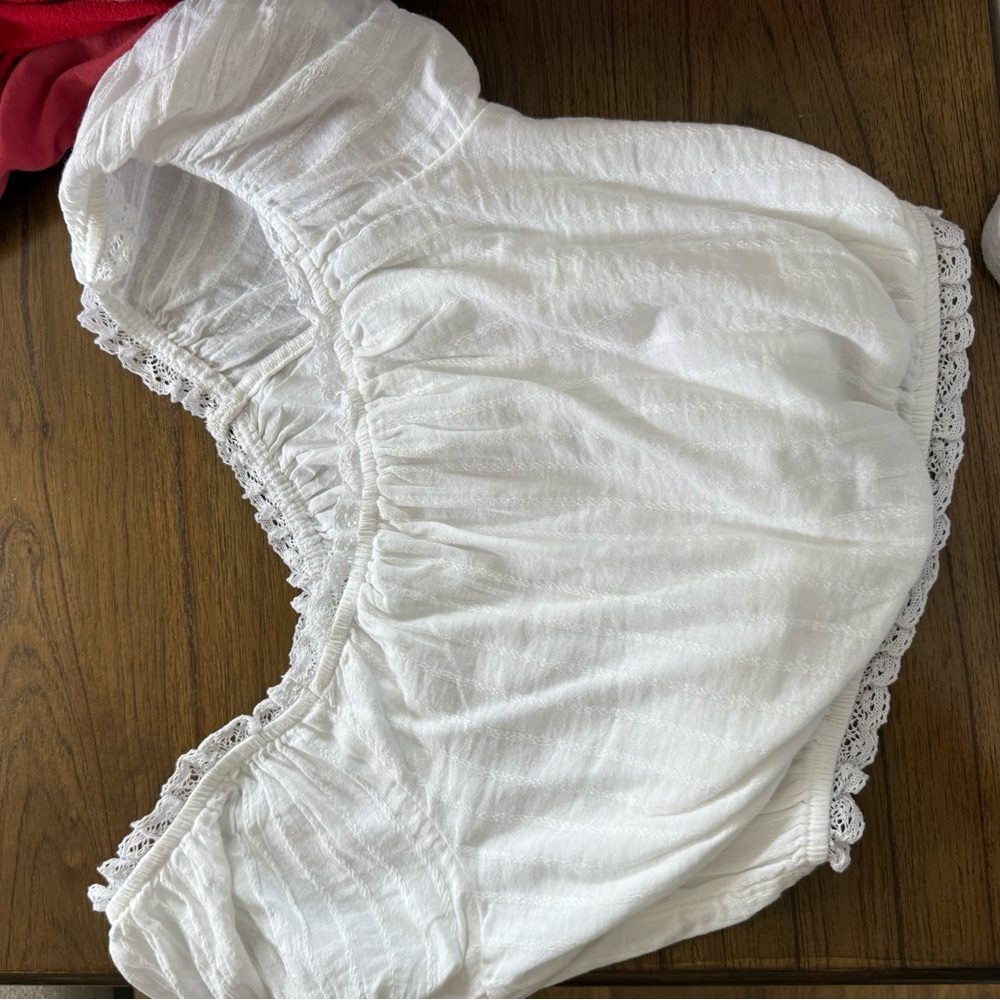 White Lace Trimmed Blouse